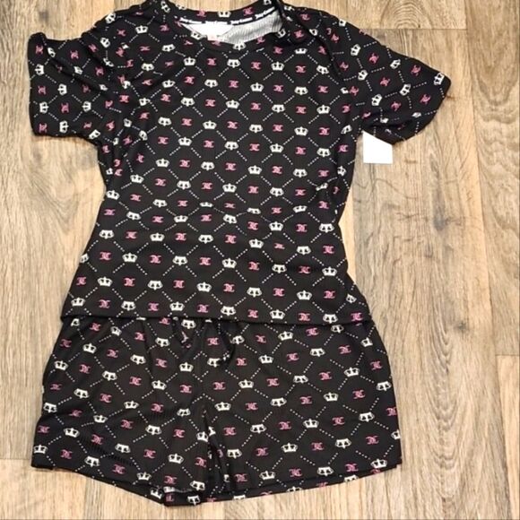 Juicy Couture JC Crown Logo Short & S/S T-Shirt PJ Set - Picture 2 of 7